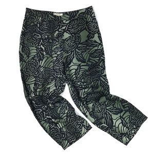 Tommy Bahama Green Floral Leaf Print Silk Cropped Pants